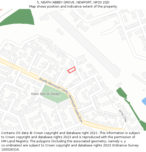 5, NEATH ABBEY GROVE, NEWPORT, NP20 2QD: Location map and indicative extent of plot