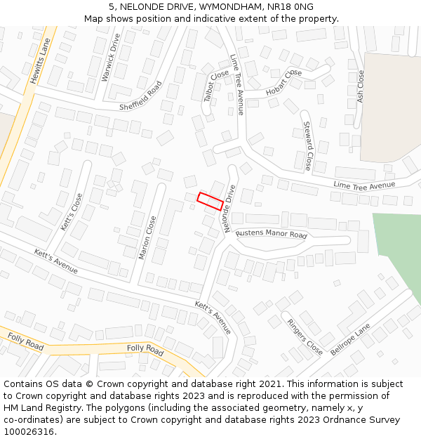 5, NELONDE DRIVE, WYMONDHAM, NR18 0NG: Location map and indicative extent of plot