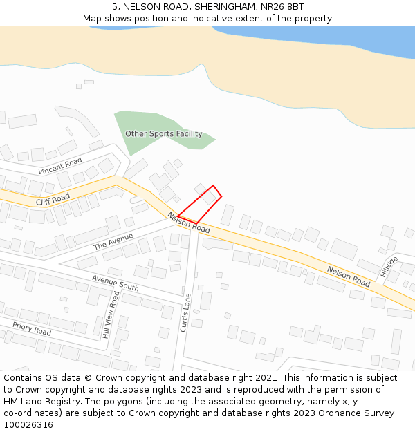 5, NELSON ROAD, SHERINGHAM, NR26 8BT: Location map and indicative extent of plot