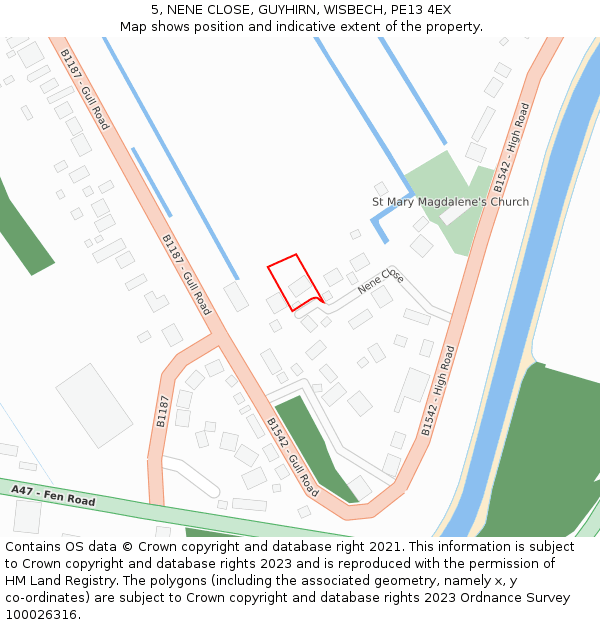 5, NENE CLOSE, GUYHIRN, WISBECH, PE13 4EX: Location map and indicative extent of plot