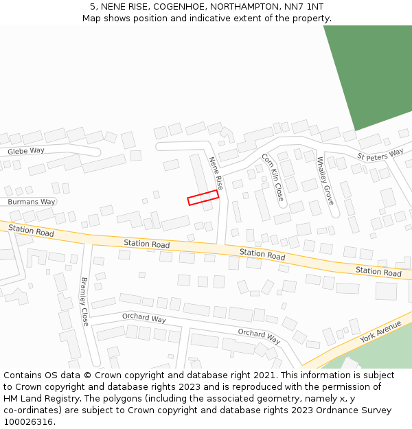 5, NENE RISE, COGENHOE, NORTHAMPTON, NN7 1NT: Location map and indicative extent of plot