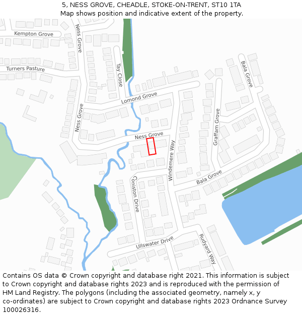 5, NESS GROVE, CHEADLE, STOKE-ON-TRENT, ST10 1TA: Location map and indicative extent of plot