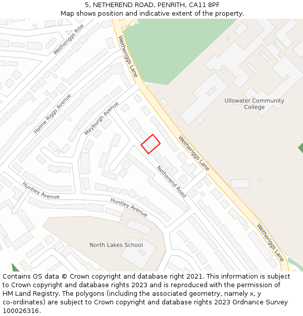 5, NETHEREND ROAD, PENRITH, CA11 8PF: Location map and indicative extent of plot