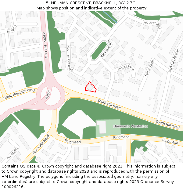 5, NEUMAN CRESCENT, BRACKNELL, RG12 7GL: Location map and indicative extent of plot