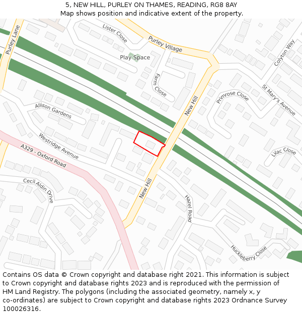 5, NEW HILL, PURLEY ON THAMES, READING, RG8 8AY: Location map and indicative extent of plot