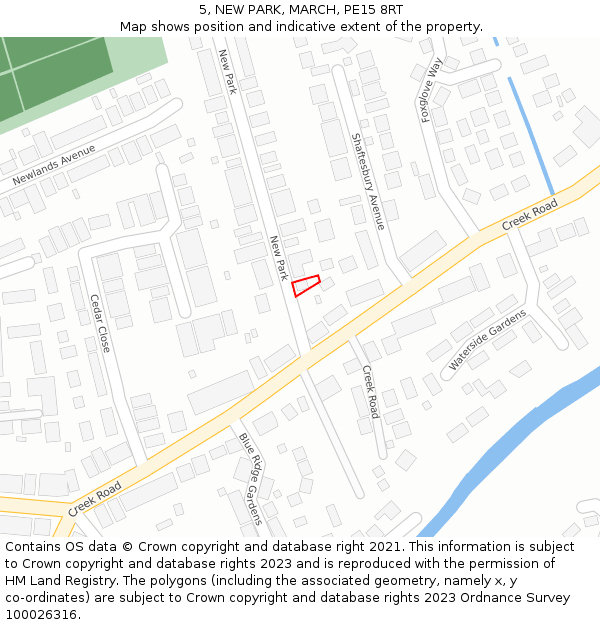 5, NEW PARK, MARCH, PE15 8RT: Location map and indicative extent of plot