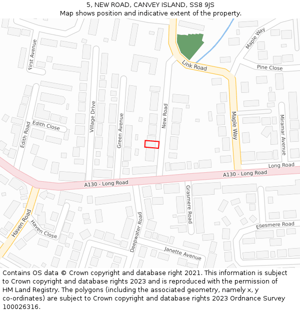 5, NEW ROAD, CANVEY ISLAND, SS8 9JS: Location map and indicative extent of plot