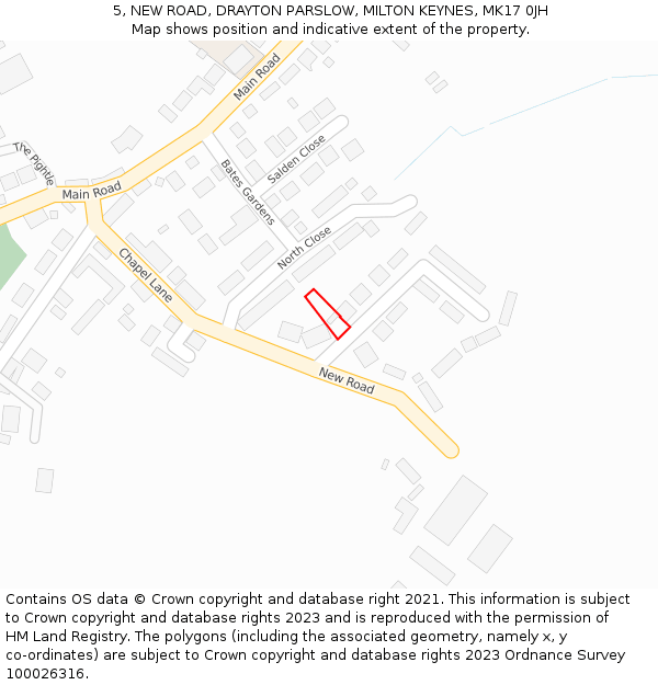 5, NEW ROAD, DRAYTON PARSLOW, MILTON KEYNES, MK17 0JH: Location map and indicative extent of plot