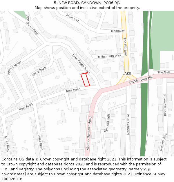 5, NEW ROAD, SANDOWN, PO36 9JN: Location map and indicative extent of plot