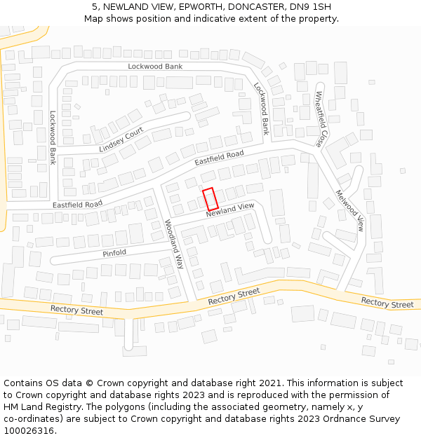 5, NEWLAND VIEW, EPWORTH, DONCASTER, DN9 1SH: Location map and indicative extent of plot