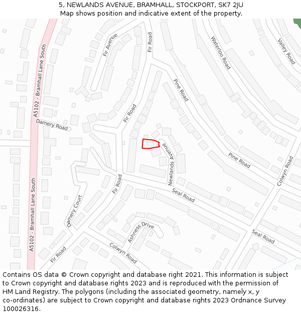 5, NEWLANDS AVENUE, BRAMHALL, STOCKPORT, SK7 2JU: Location map and indicative extent of plot