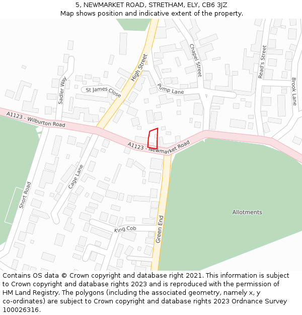 5, NEWMARKET ROAD, STRETHAM, ELY, CB6 3JZ: Location map and indicative extent of plot