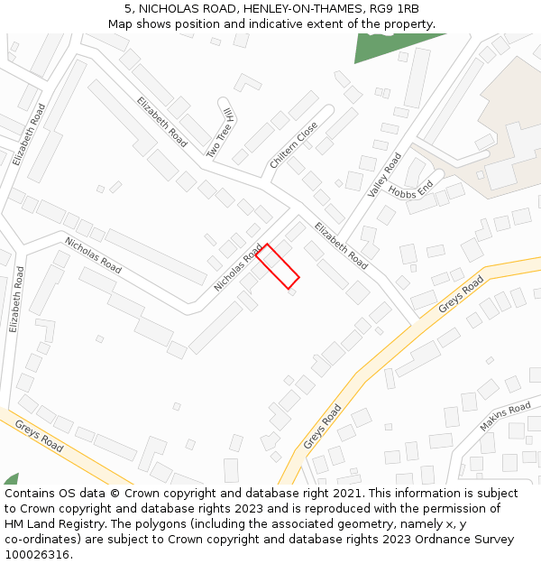 5, NICHOLAS ROAD, HENLEY-ON-THAMES, RG9 1RB: Location map and indicative extent of plot