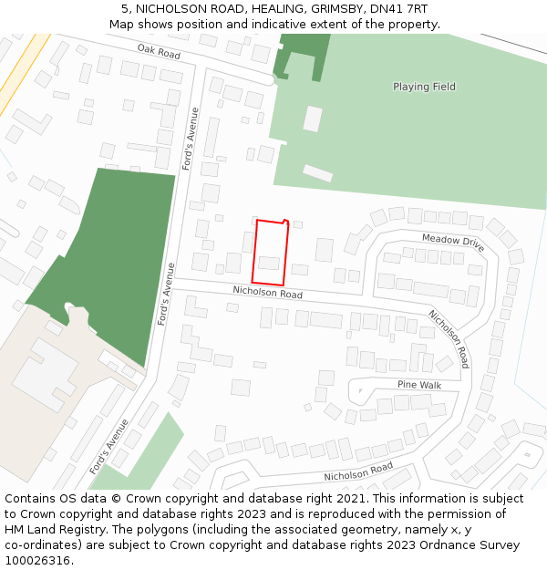 5, NICHOLSON ROAD, HEALING, GRIMSBY, DN41 7RT: Location map and indicative extent of plot