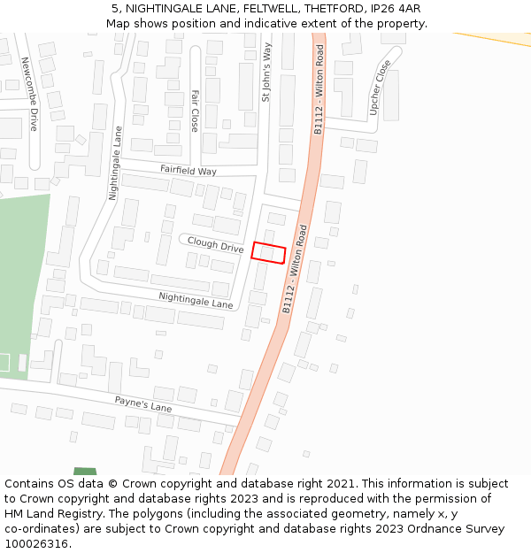 5, NIGHTINGALE LANE, FELTWELL, THETFORD, IP26 4AR: Location map and indicative extent of plot