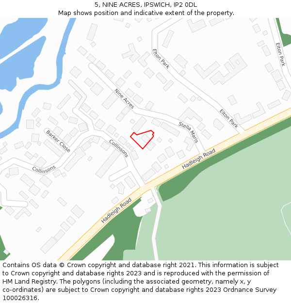 5, NINE ACRES, IPSWICH, IP2 0DL: Location map and indicative extent of plot