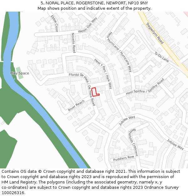 5, NORAL PLACE, ROGERSTONE, NEWPORT, NP10 9NY: Location map and indicative extent of plot