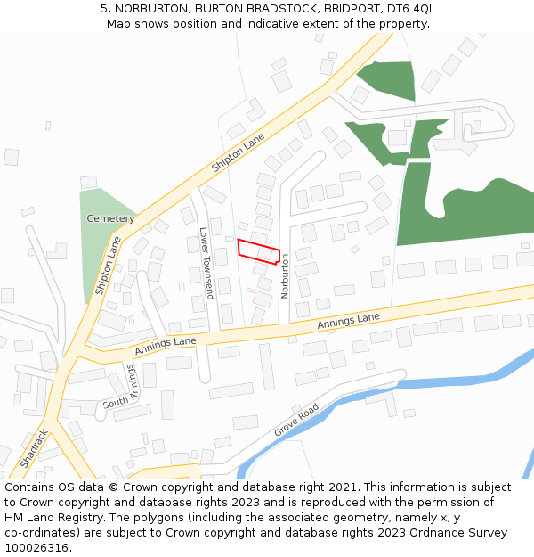 5, NORBURTON, BURTON BRADSTOCK, BRIDPORT, DT6 4QL: Location map and indicative extent of plot