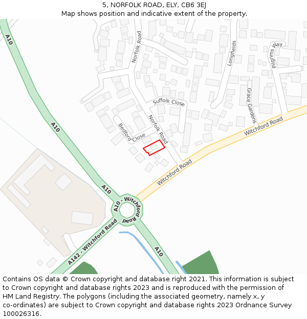 5, NORFOLK ROAD, ELY, CB6 3EJ: Location map and indicative extent of plot