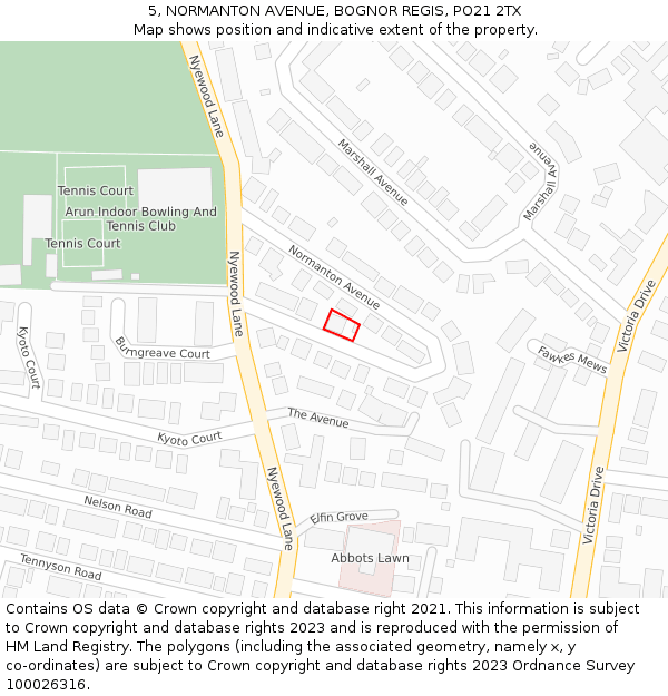 5, NORMANTON AVENUE, BOGNOR REGIS, PO21 2TX: Location map and indicative extent of plot