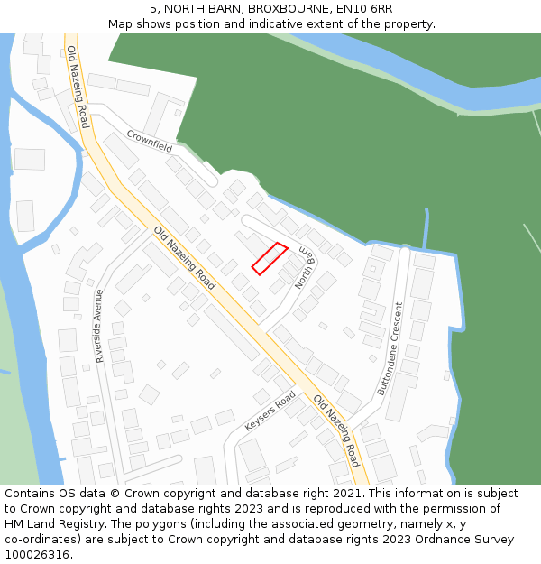 5, NORTH BARN, BROXBOURNE, EN10 6RR: Location map and indicative extent of plot