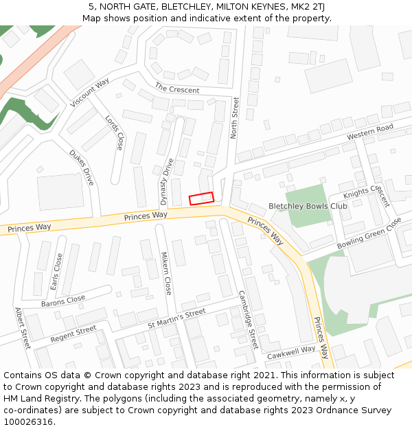 5, NORTH GATE, BLETCHLEY, MILTON KEYNES, MK2 2TJ: Location map and indicative extent of plot