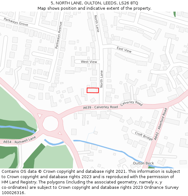 5, NORTH LANE, OULTON, LEEDS, LS26 8TQ: Location map and indicative extent of plot