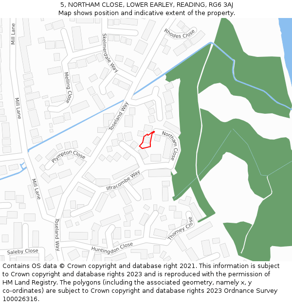 5, NORTHAM CLOSE, LOWER EARLEY, READING, RG6 3AJ: Location map and indicative extent of plot