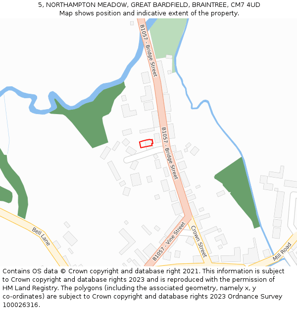 5, NORTHAMPTON MEADOW, GREAT BARDFIELD, BRAINTREE, CM7 4UD: Location map and indicative extent of plot