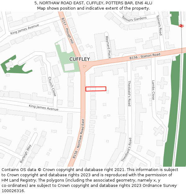 5, NORTHAW ROAD EAST, CUFFLEY, POTTERS BAR, EN6 4LU: Location map and indicative extent of plot