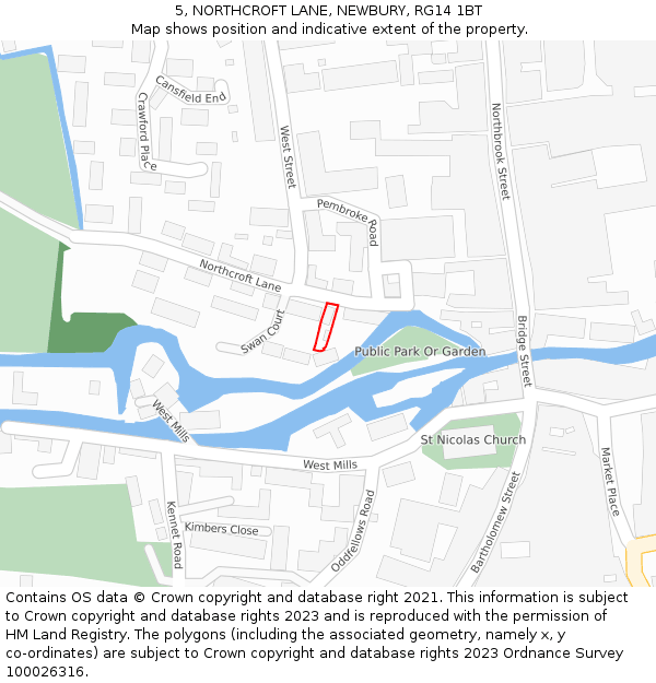 5, NORTHCROFT LANE, NEWBURY, RG14 1BT: Location map and indicative extent of plot