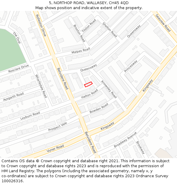 5, NORTHOP ROAD, WALLASEY, CH45 4QD: Location map and indicative extent of plot