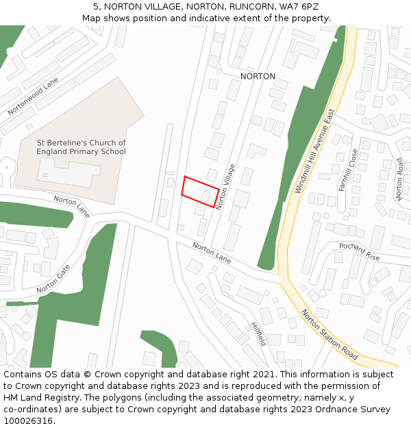 5, NORTON VILLAGE, NORTON, RUNCORN, WA7 6PZ: Location map and indicative extent of plot