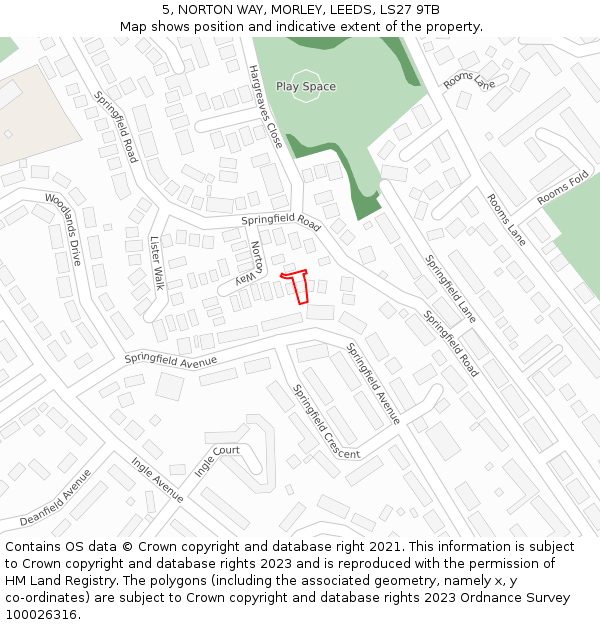 5, NORTON WAY, MORLEY, LEEDS, LS27 9TB: Location map and indicative extent of plot