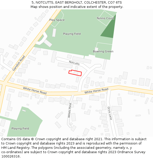 5, NOTCUTTS, EAST BERGHOLT, COLCHESTER, CO7 6TS: Location map and indicative extent of plot