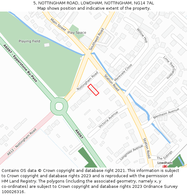 5, NOTTINGHAM ROAD, LOWDHAM, NOTTINGHAM, NG14 7AL: Location map and indicative extent of plot