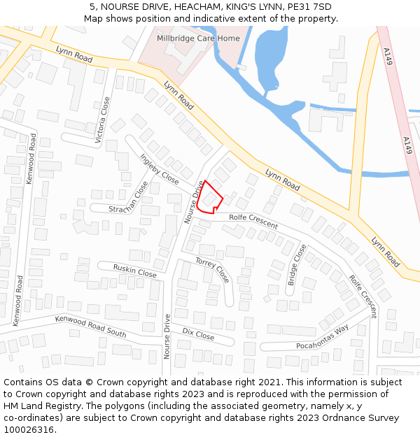 5, NOURSE DRIVE, HEACHAM, KING'S LYNN, PE31 7SD: Location map and indicative extent of plot