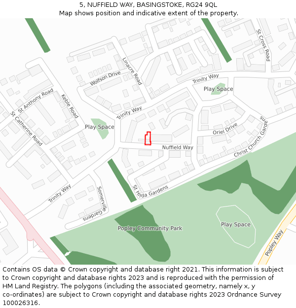 5, NUFFIELD WAY, BASINGSTOKE, RG24 9QL: Location map and indicative extent of plot