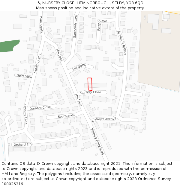 5, NURSERY CLOSE, HEMINGBROUGH, SELBY, YO8 6QD: Location map and indicative extent of plot