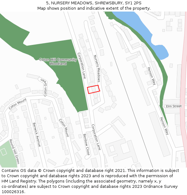 5, NURSERY MEADOWS, SHREWSBURY, SY1 2PS: Location map and indicative extent of plot