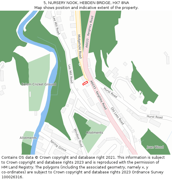 5, NURSERY NOOK, HEBDEN BRIDGE, HX7 8NA: Location map and indicative extent of plot