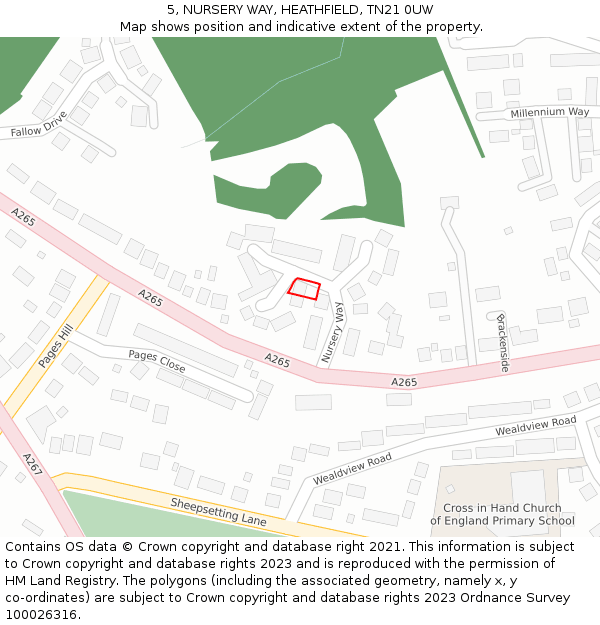 5, NURSERY WAY, HEATHFIELD, TN21 0UW: Location map and indicative extent of plot