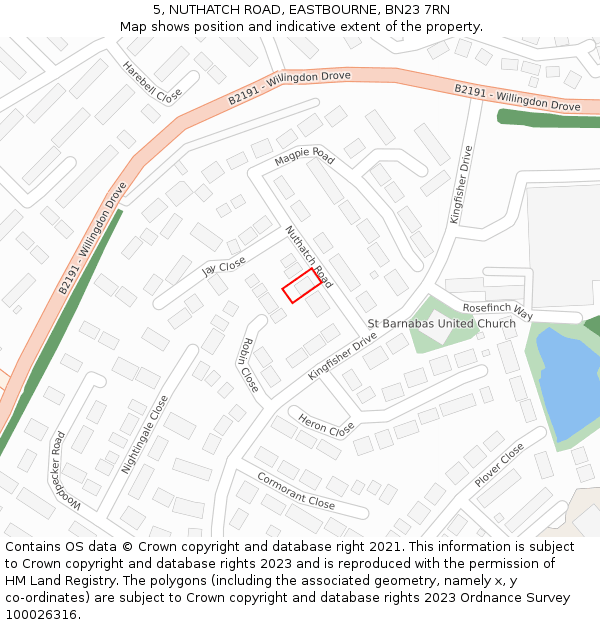 5, NUTHATCH ROAD, EASTBOURNE, BN23 7RN: Location map and indicative extent of plot