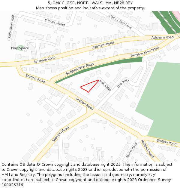 5, OAK CLOSE, NORTH WALSHAM, NR28 0BY: Location map and indicative extent of plot