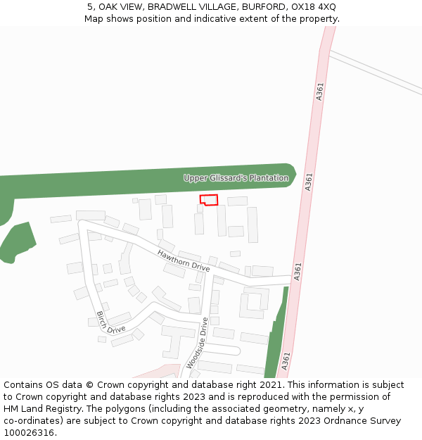 5, OAK VIEW, BRADWELL VILLAGE, BURFORD, OX18 4XQ: Location map and indicative extent of plot