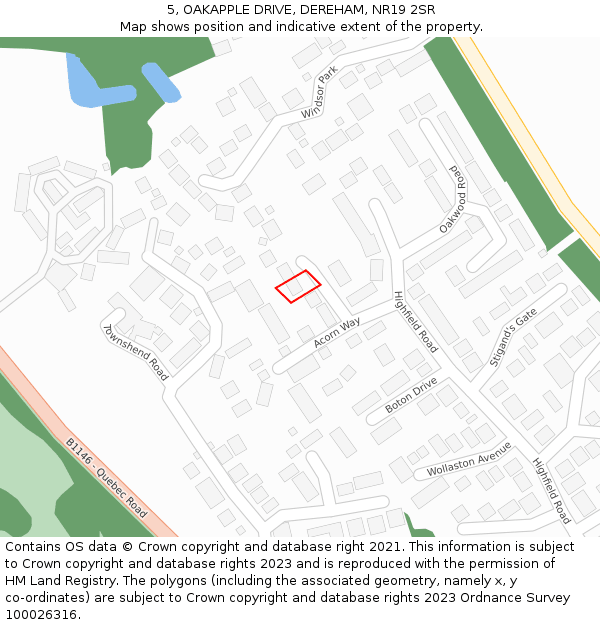 5, OAKAPPLE DRIVE, DEREHAM, NR19 2SR: Location map and indicative extent of plot