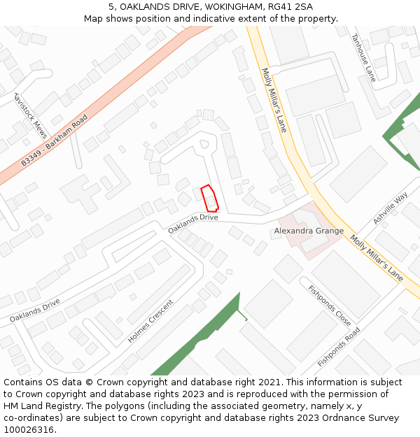 5, OAKLANDS DRIVE, WOKINGHAM, RG41 2SA: Location map and indicative extent of plot