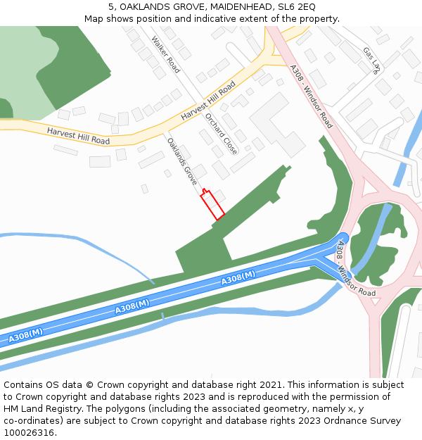 5, OAKLANDS GROVE, MAIDENHEAD, SL6 2EQ: Location map and indicative extent of plot