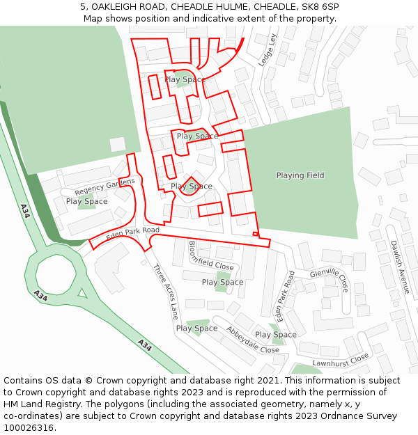 5, OAKLEIGH ROAD, CHEADLE HULME, CHEADLE, SK8 6SP: Location map and indicative extent of plot