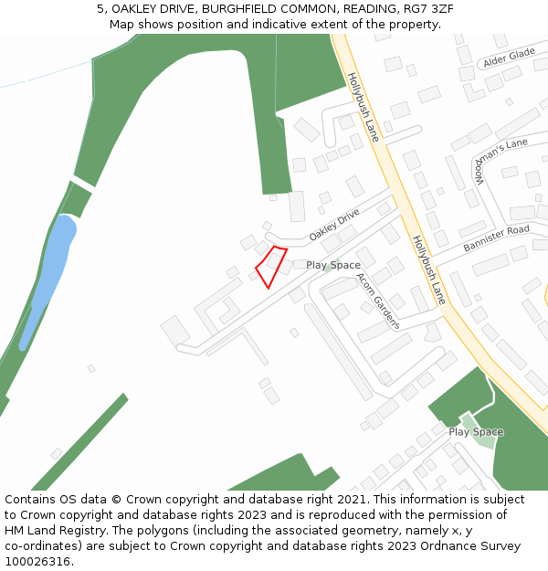 5, OAKLEY DRIVE, BURGHFIELD COMMON, READING, RG7 3ZF: Location map and indicative extent of plot